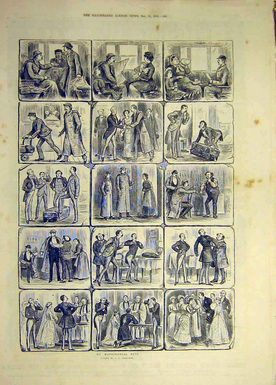 Original Old Antique Print 1885 Dog-Fancier Strategy Comedy Sketches Crump 19th