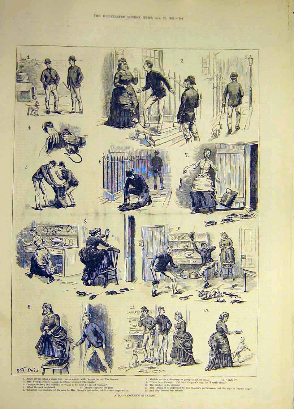 Original Old Antique Print 1885 Brown'S Betrothal Seaside Comedy Sketch 19th