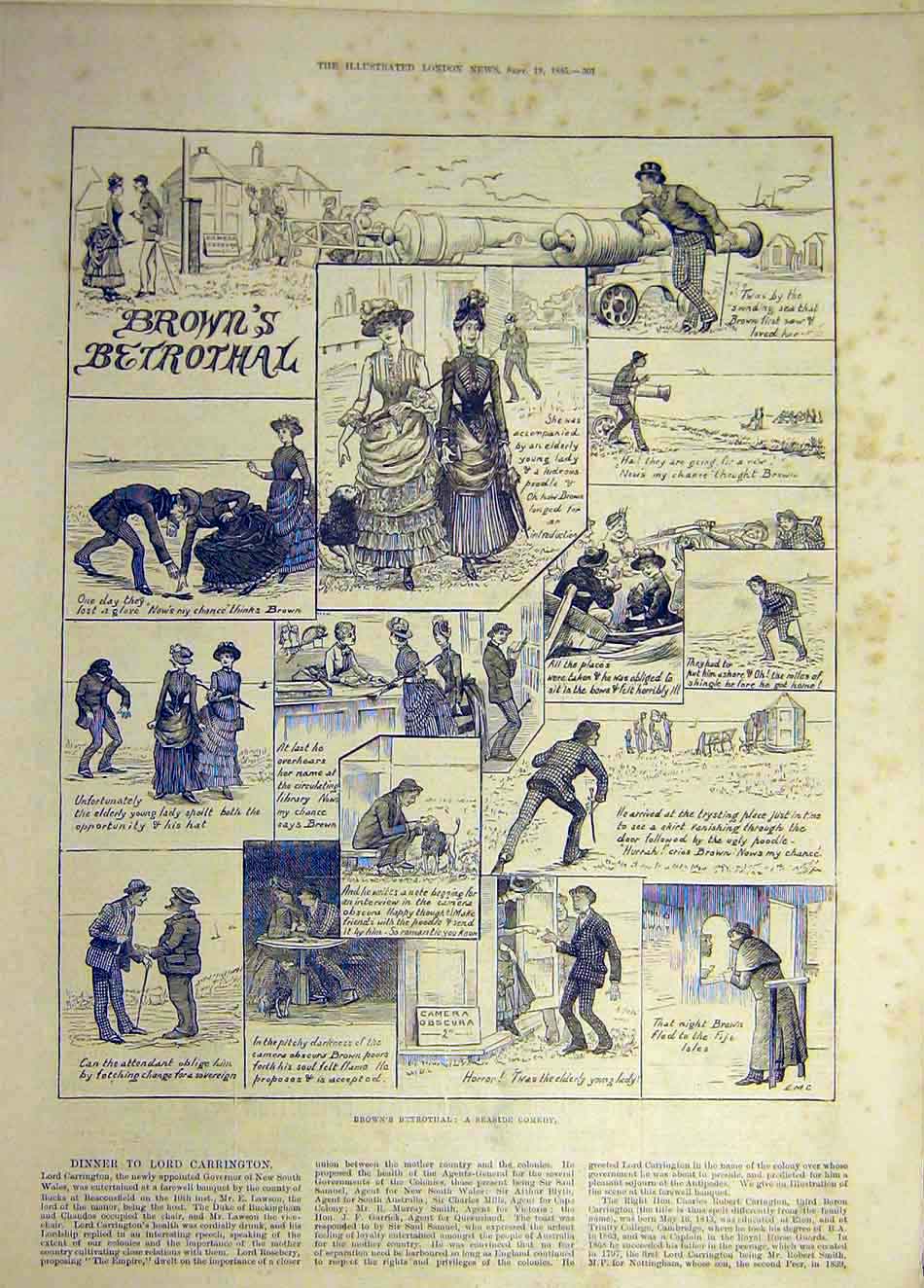 Old Antique Print 1879 Tollit'S Tragedy Children Sketches Royds Fishermen 19th