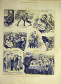 Original Old Antique Print 1882 Home-War Tommy Atkins Sier Village Sketches 19th