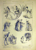 Original Old Antique Print 1889 Troubles Artist Wife Lady Sketches Victorian