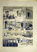 Original Old Antique Print 1884 Holiday Out-Of-Season Donkey Beach Seaside 19th