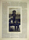 Original Old Antique Print 1879 Patience Monument Garland Fine Art Victorian