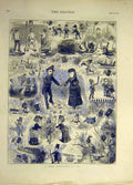 Original Old Antique Print 1873 Comic Retrospect Sketches Humour Cartoon 19th