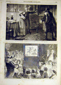 Original Old Antique Print 1861 Glevering Curate Trevor Watson Shadow Dance 19th