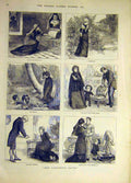 Original Old Antique Print 1879 Mausoleum Trespasser Ladyship Lover Rosemount