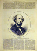 Original Old Antique Print 1872 Carpenter Portrait President Science Advancement