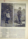 Original Old Antique Print 1884 Rustic Spells Children Silk Satin Cotton 19th