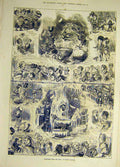 Original Old Antique Print 1876 Christams Ideal Real Furniss Sketches Children