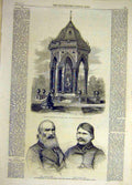 Original Old Antique Print 1862 Fountain Victoria Park Coutts Limehouse Priest