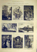 Original Old Antique Print 1883 Sketches Kittens Leighton Dicksee Schmalz Art