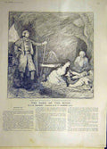 Original Old Antique Print 1901 Dark Moon Story Crockettmacbeth Sketch Victorian