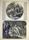 Original Old Antique Print 1858 Mole Leading-The-Way Boy Straw Curtain Solomon