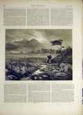 Original Old Antique Print 1874 Land-Storm Waterlow Royal Academy Fine Art 19th