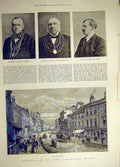 Original Old Antique Print 1891 Alderman Clark Stockil Sugden Doncaster Show