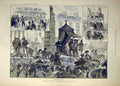 Original Old Antique Print 1888 Festival Defeat Armada Plymouth Procession 19th