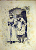 Original Old Antique Print 1885 Gunning-King Sketch Gates -Man Girl Lady 19th