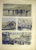 Original Old Antique Print 1872 Duke Duchess Teck Southport Railway Station 19th