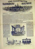 Original Old Antique Print 1843 Royal Railway Carriage Engine Sketch Victorian