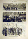 Original Old Antique Print 1885 Prince Albert Victor Sheffield Cleethorpes 19th
