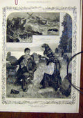 Original Old Antique Print 1885 Tale Scott Come-Back-To Me Lady Man Ship Wreck