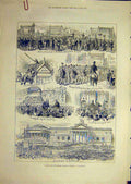 Original Old Antique Print 1877 Walker Fine-Art Gallery Liverpool Ceremony 19th