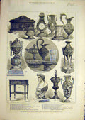 Original Old Antique Print 1882 Hamilton Palace Christie Manson Decorative Art