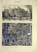 Original Old Antique Print 1881 Wiltshire Longleat House Prince Princess Wales