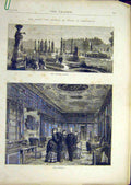 Original Old Antique Print 1872 Chatsworth French Garden Prince Wales Library