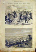 Old Antique Print 1877 Sketch War Cossack Sistova Fratesti Camp Military 19th