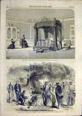 Old Antique Print 1858 Birmingham Queen Stoneleigh Warwick Castle Aston 19th