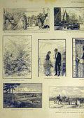 Original Old Antique Print 1887 Sketches Fine Art Landscape Painters Victorian