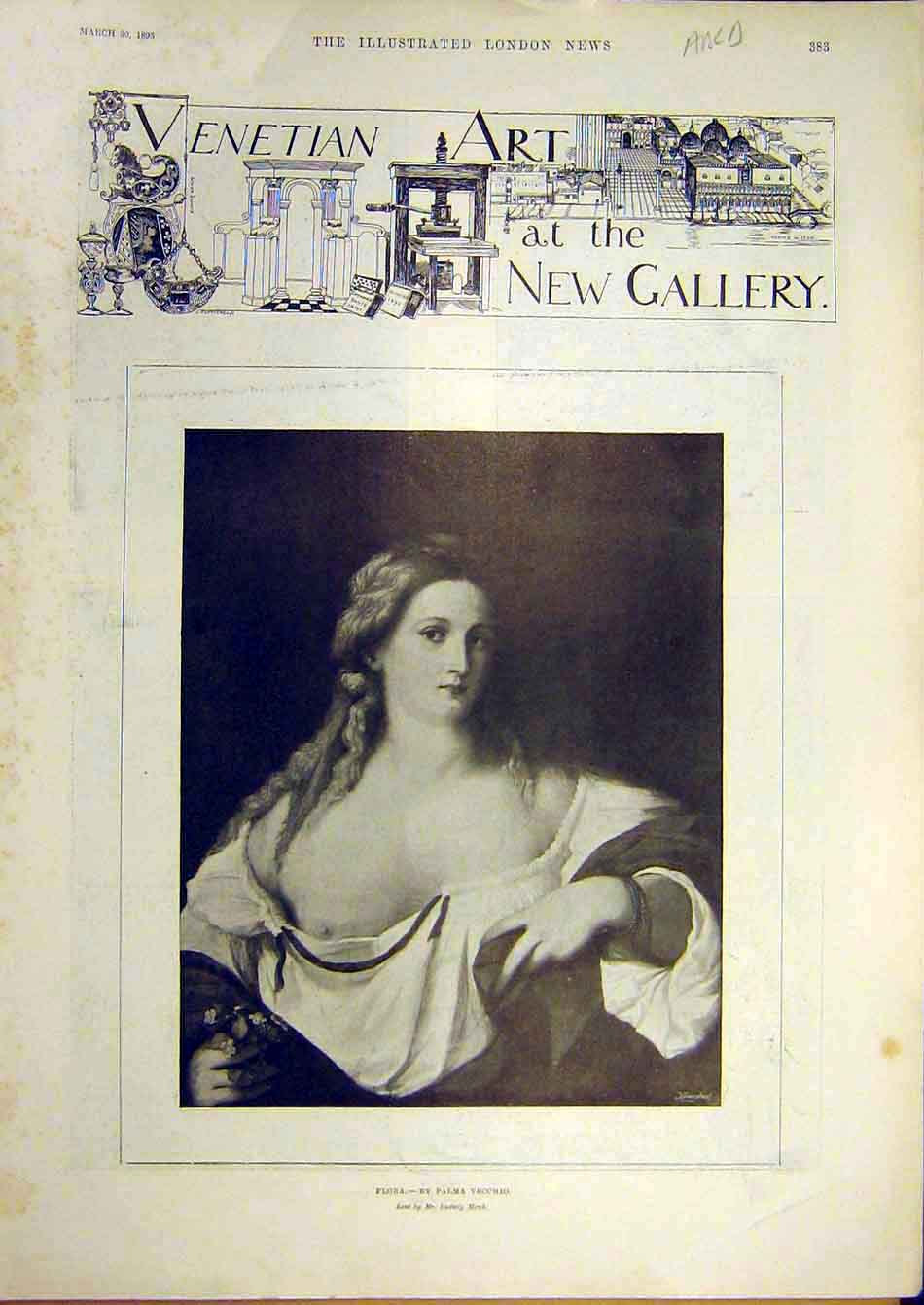 Original Old Antique Print 1895 Venetian Art Gallery Portrait People Victorian