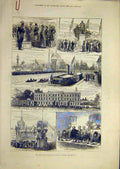 Original Old Antique Print 1879 Prince Princess Wales Grimsby Duke Connaught