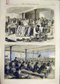 Old Antique Print 1862 Cotton Famine Manchester Salfor Provident Society 19th