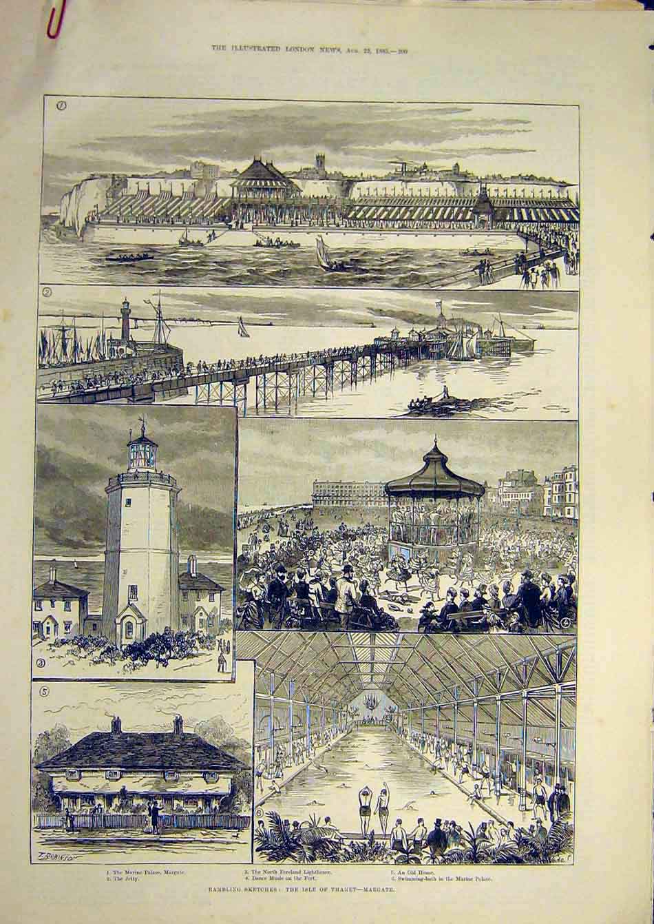 Original Old Antique Print 1883 Sketches Canterbury Cathedral Norman Tower 19th