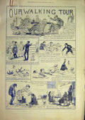 Original Old Antique Print 1884 Walking Tour Sketches Morant-Cox Tourist 19th
