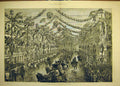 Original Old Antique Print 1886 Queen Liverpool Procession Castle-Street Crowds