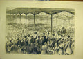 Original Old Antique Print 1883 Bright Birmingham Bingley Hall Meeting 19th