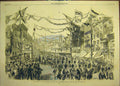 Original Old Antique Print 1858 Queen Birmingham Royal Cortege Street Victorian
