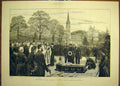 Original Old Antique Print 1882 Funeral Cavendish Edensor Churchyard Chatsworth