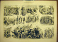 Original Old Antique Print 1880 Boat Race Spectators Sketches Crowd Swain 19th