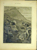 Original Old Antique Print 1874 May-Day Scotland Bathing Mountain Dew Victorian