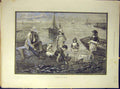 Original Old Antique Print 1893 Busy-Bodies De-Vega Children Sea-Side Beach 19th