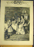 Original Old Antique Print 1872 Mama'S Birthday Children Flowers Verse Victorian