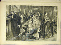 Original Old Antique Print 1871 Dinner Half-Hour People Children Waiting 19th