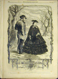 Original Old Antique Print 1861 Mistletoe Bouch Gilbert Lady Man Romance 19th