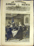 Original Old Antique Print 1871 Divine-Service Ochmichen Church Religious 19th