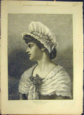 Original Old Antique Print 1883 Rose-Womanhood Gentle Loving Good Mitchell Lady