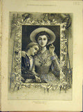 Original Old Antique Print 1883 Christmas-Bells Walker Portrait Lady Victorian